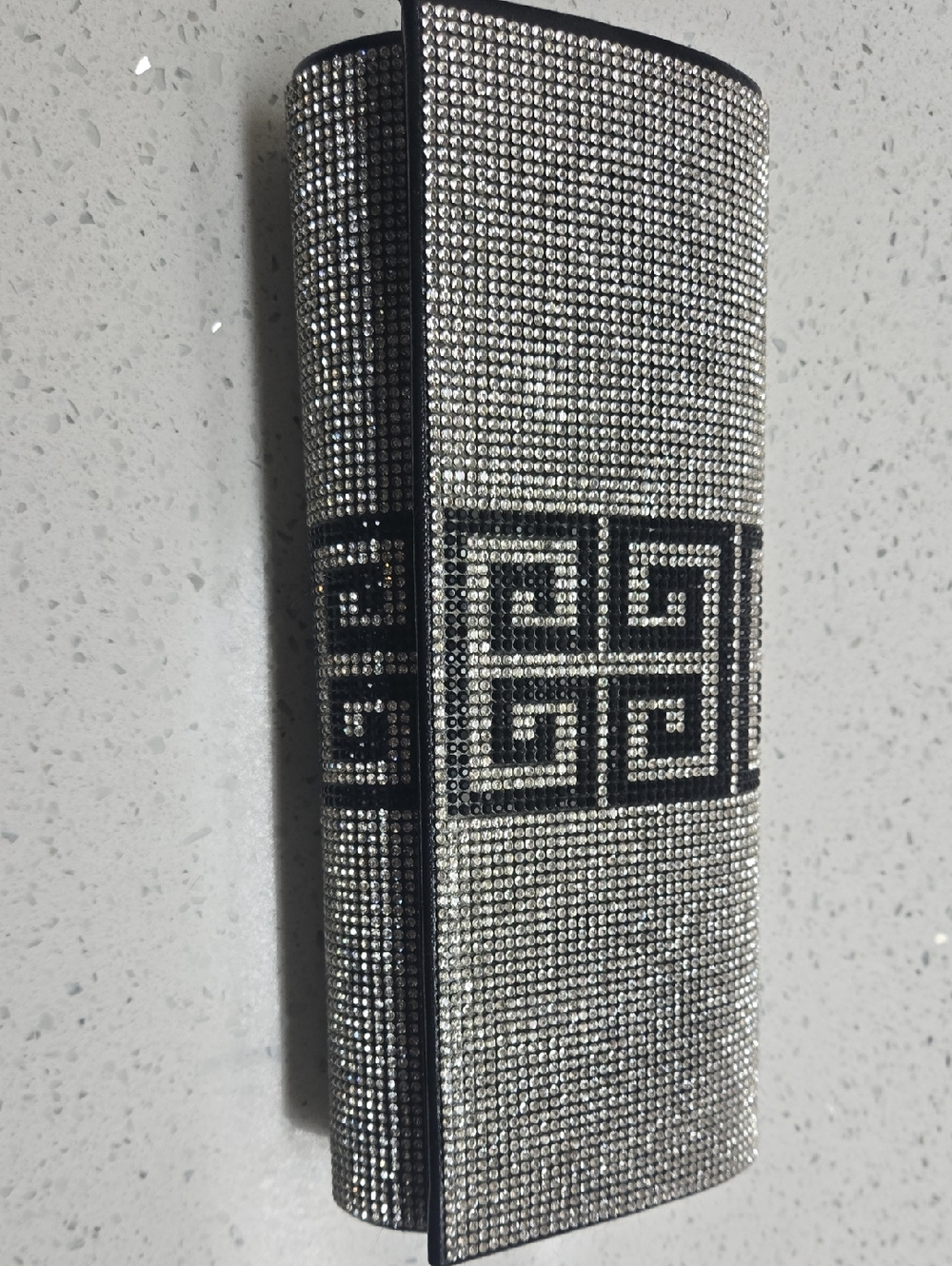 Silver Rhinestone Embellished Clutch